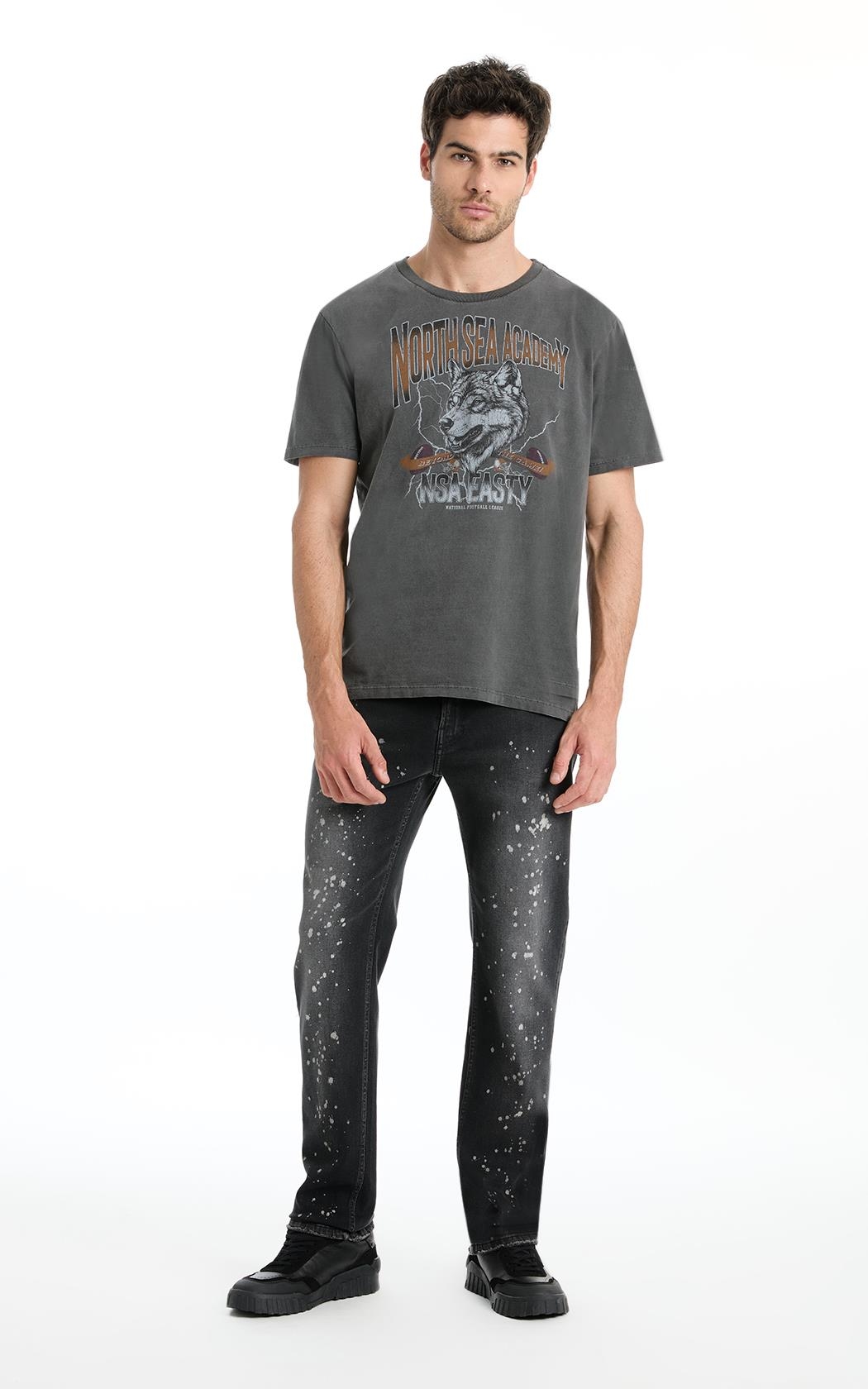 T-Shirt Washed North Sea Preto