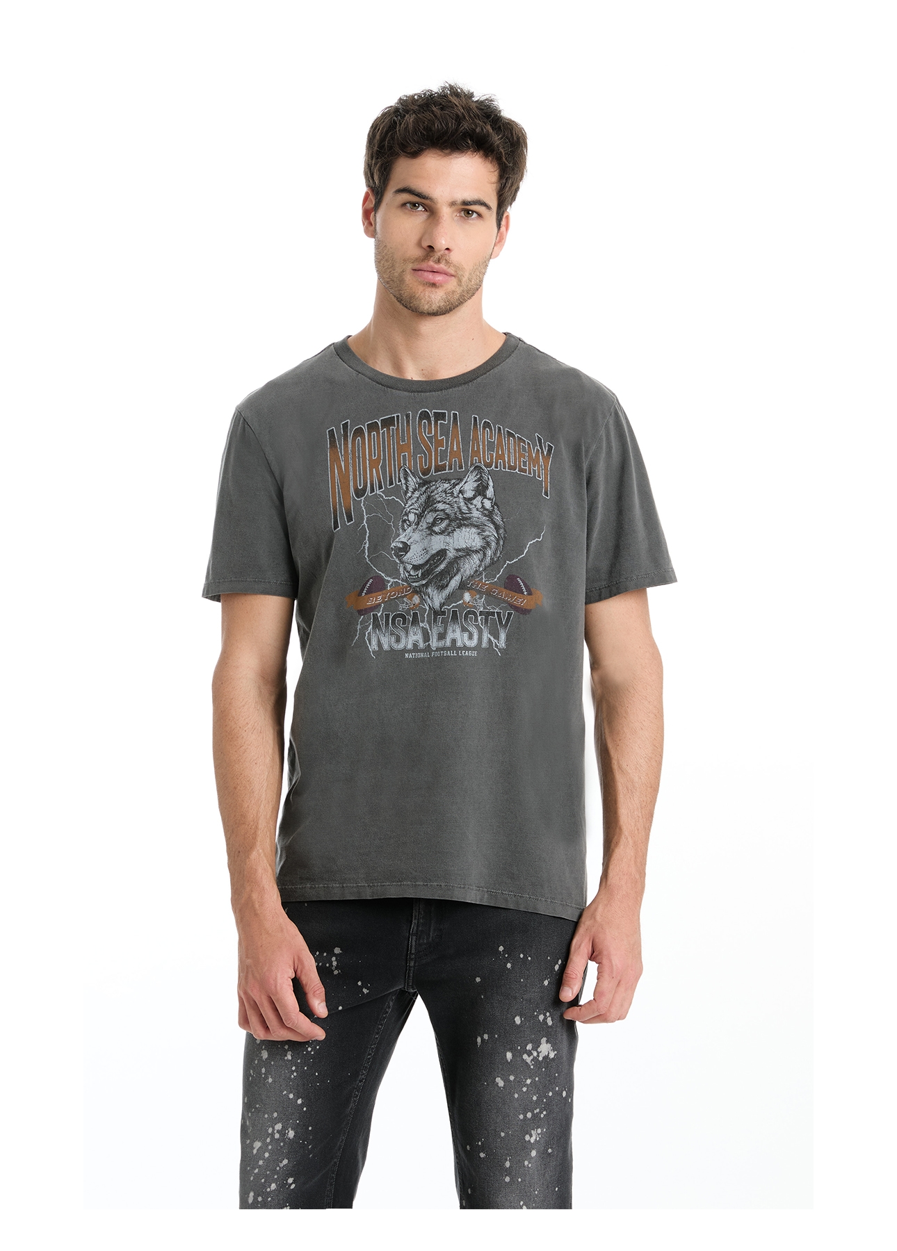 T-Shirt Washed North Sea Preto