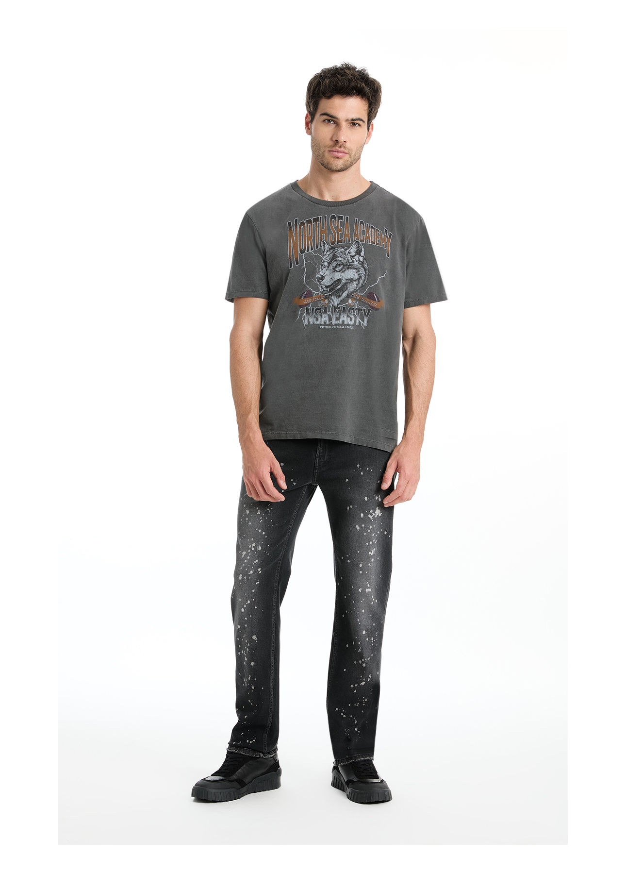 T-Shirt Washed North Sea Preto
