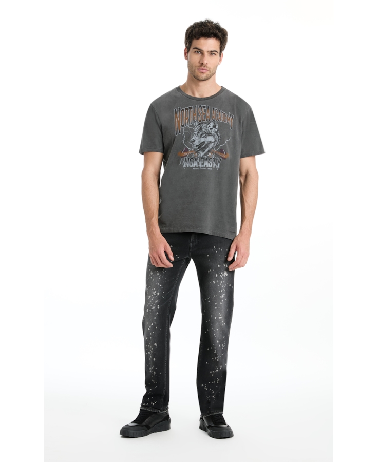 T-Shirt Washed North Sea Preto