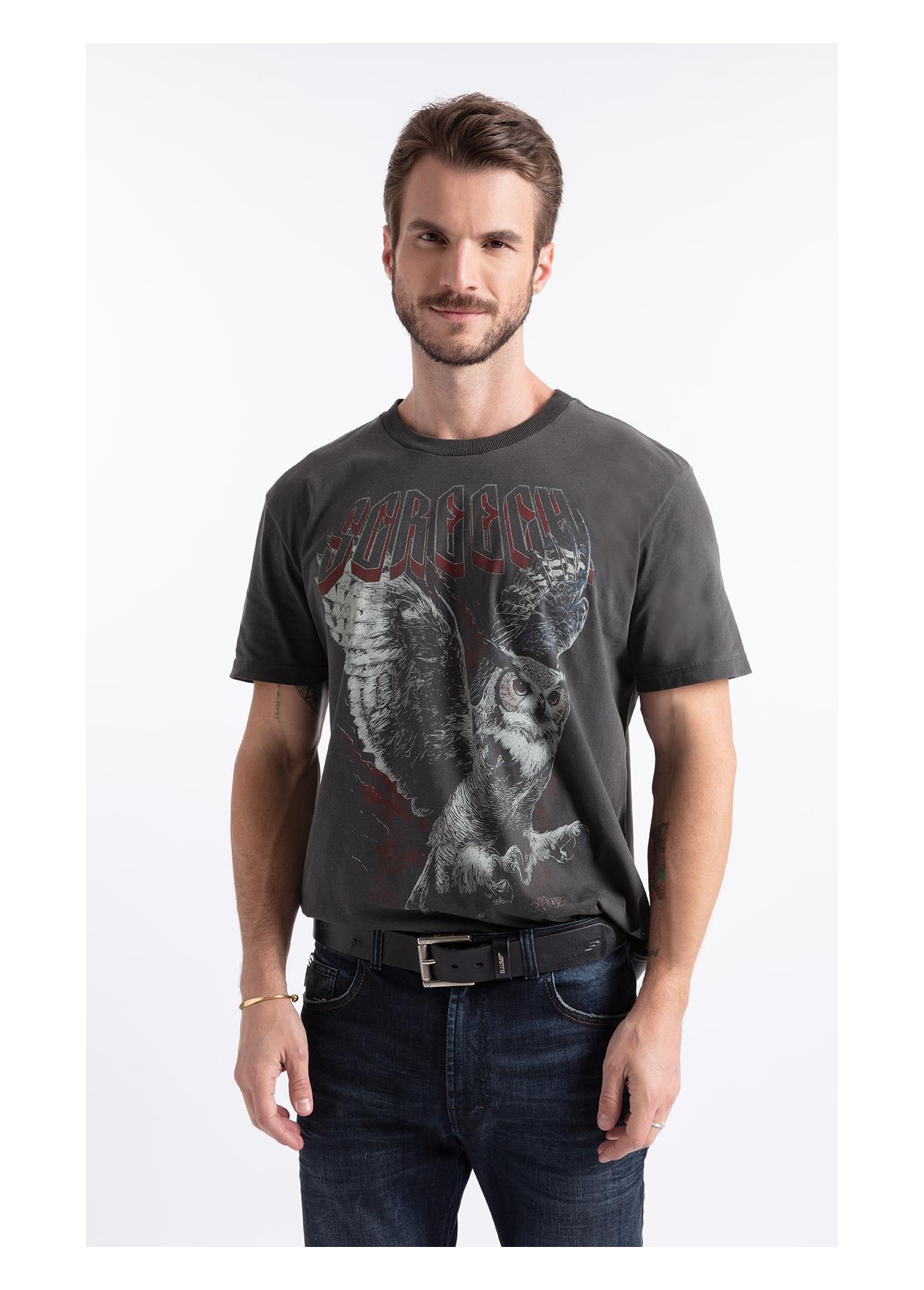 T-Shirt Washed Owll Preto