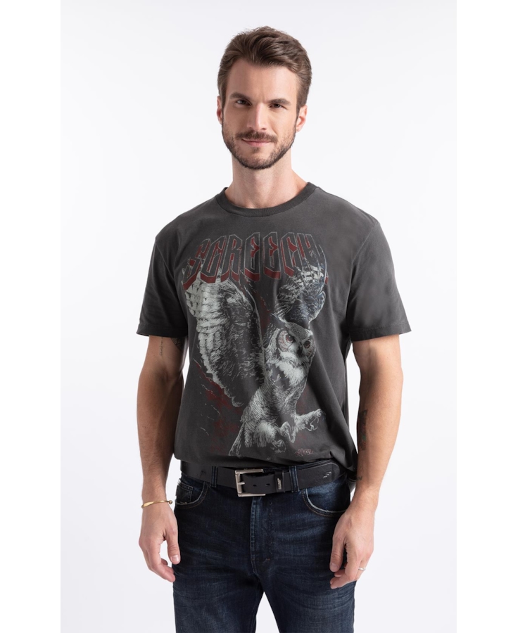 T-Shirt Washed Owll Preto