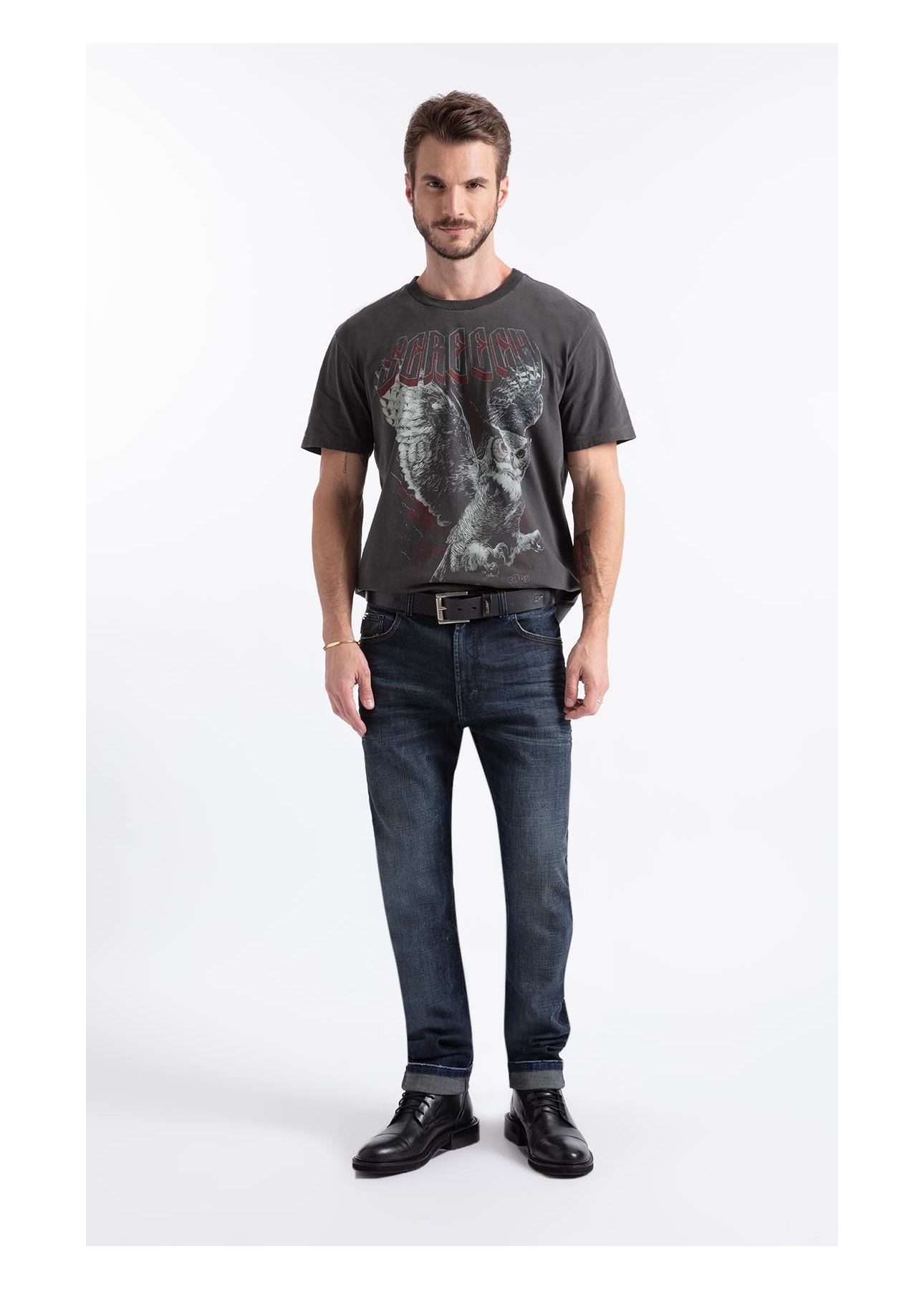 T-Shirt Washed Owll Preto