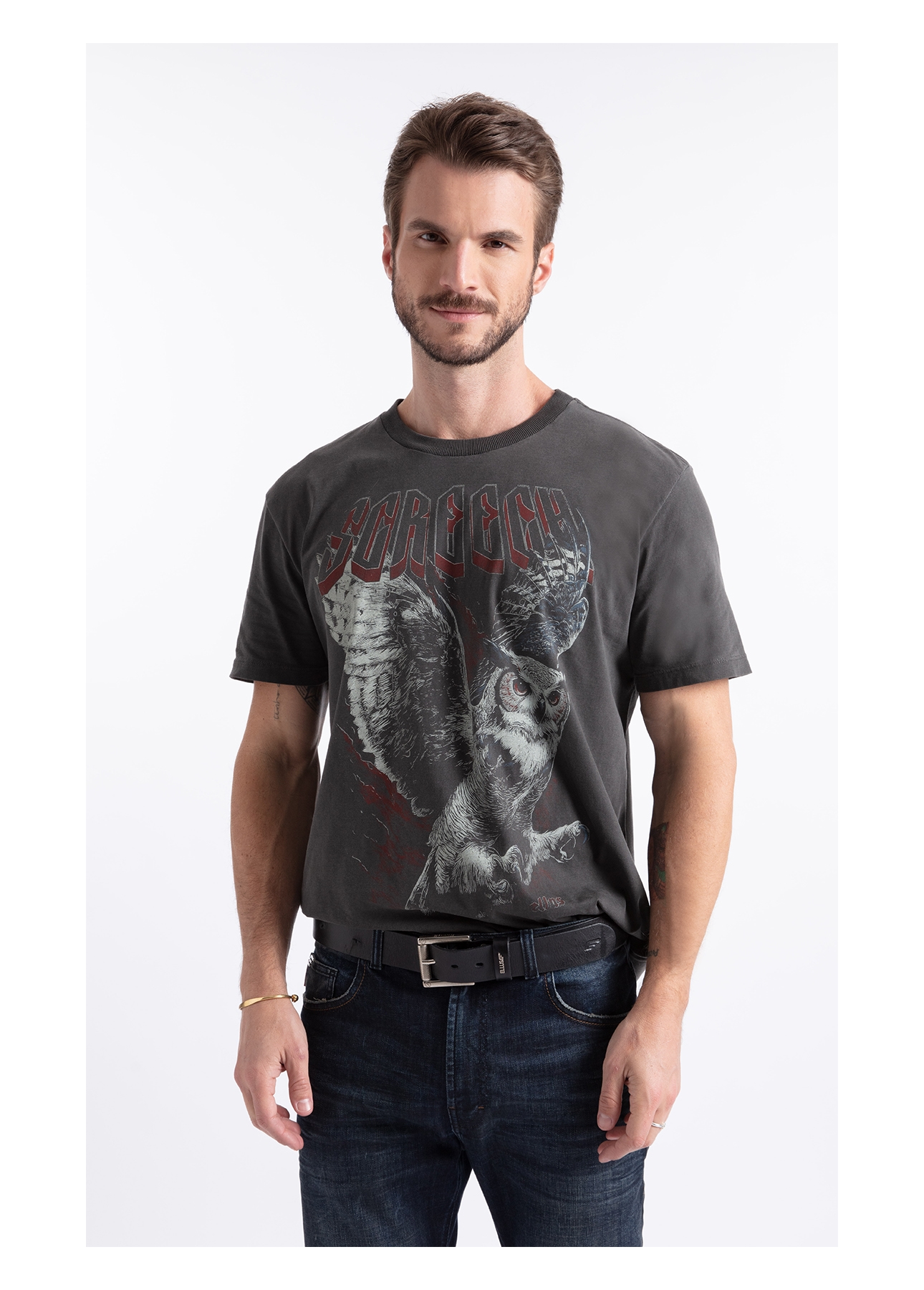 T-Shirt Washed Owll Preto