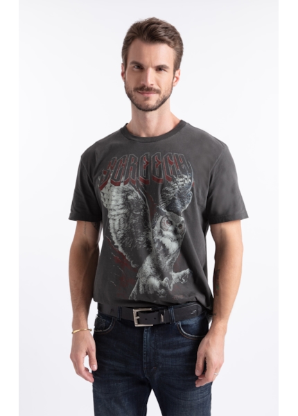 T-Shirt Washed Owll Preto