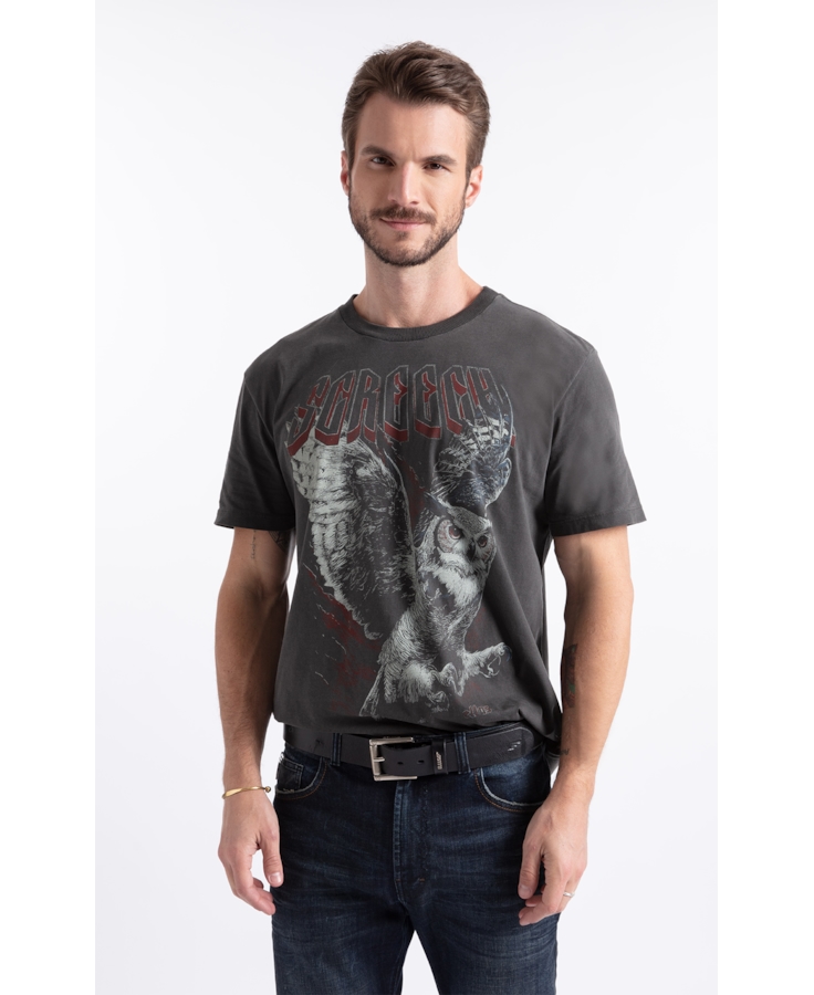 T-Shirt Washed Owll Preto