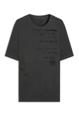 T-Shirt Washed Punk Texts Over Preto