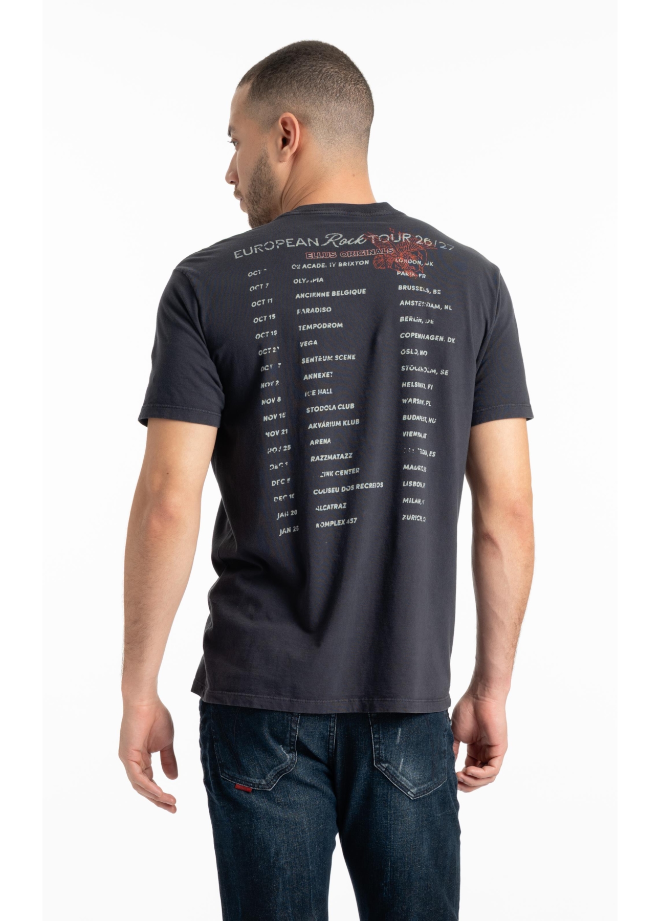 T-Shirt Washed Road Tour Preto