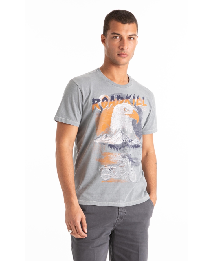 T-Shirt Washed Roadkill Cinza Claro