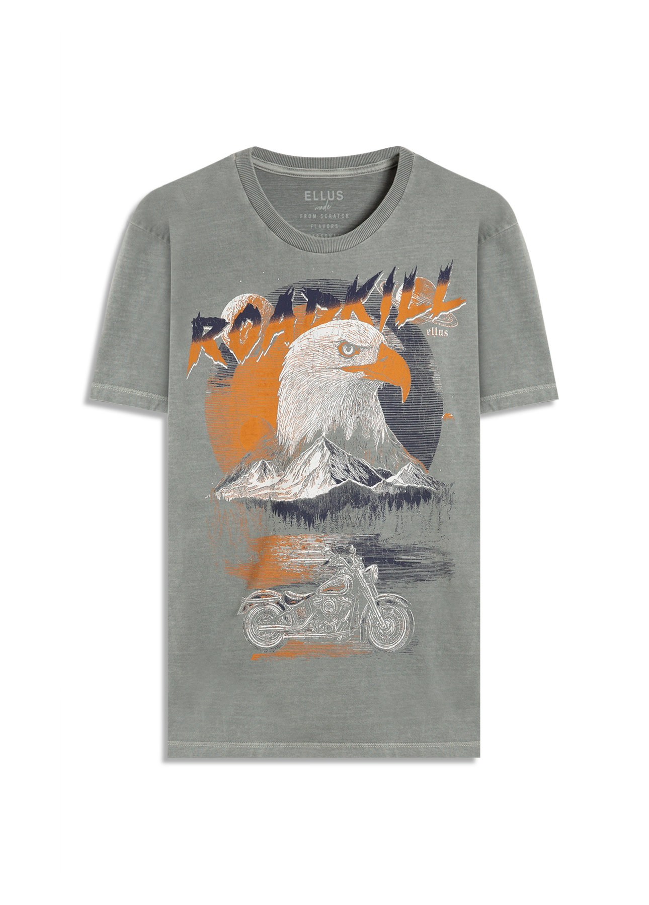 T-Shirt Washed Roadkill Cinza Claro