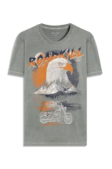T-Shirt Washed Roadkill Cinza Claro