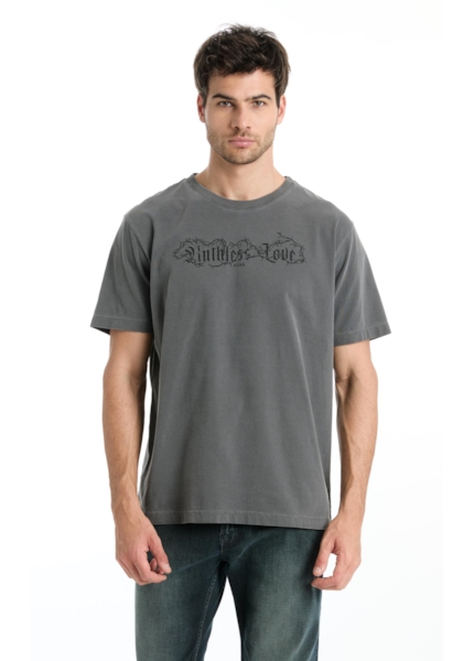 T-Shirt Washed Ruthless Love Preto