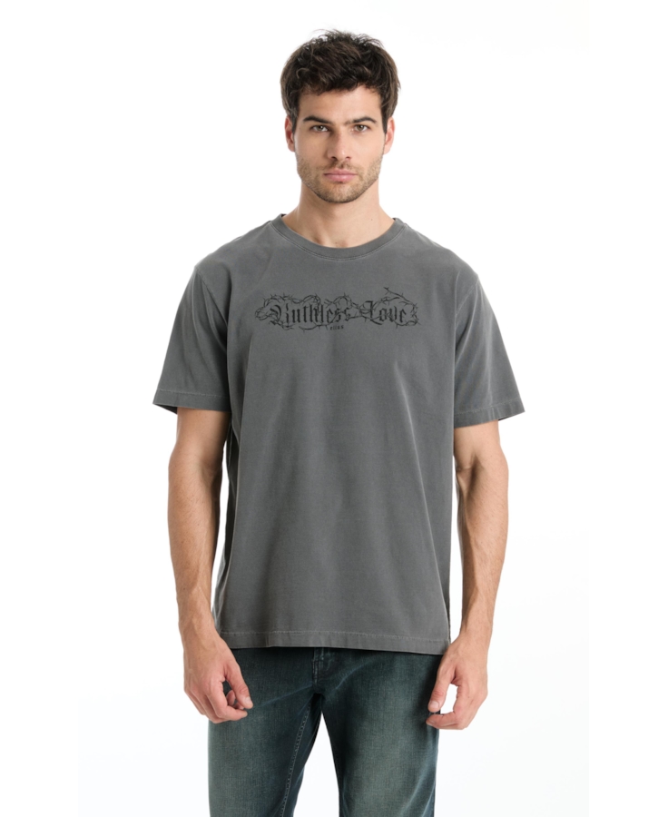 T-Shirt Washed Ruthless Love Preto