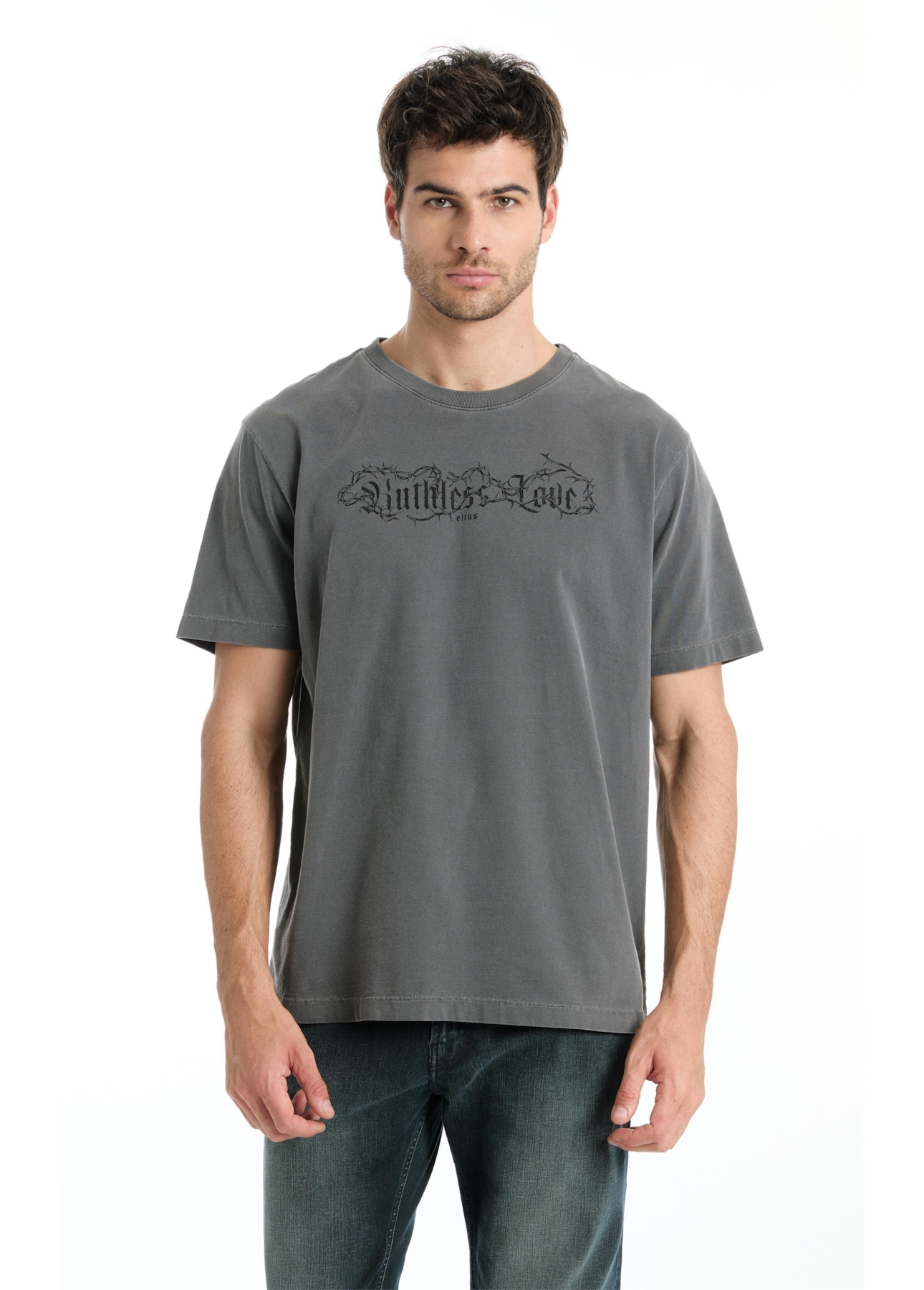T-Shirt Washed Ruthless Love Preto
