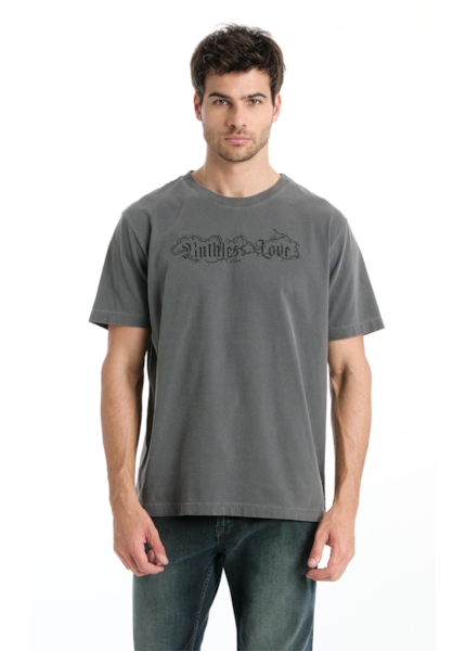 T-Shirt Washed Ruthless Love Preto