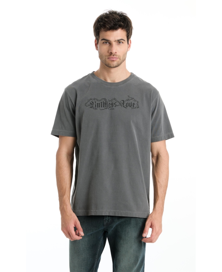T-Shirt Washed Ruthless Love Preto