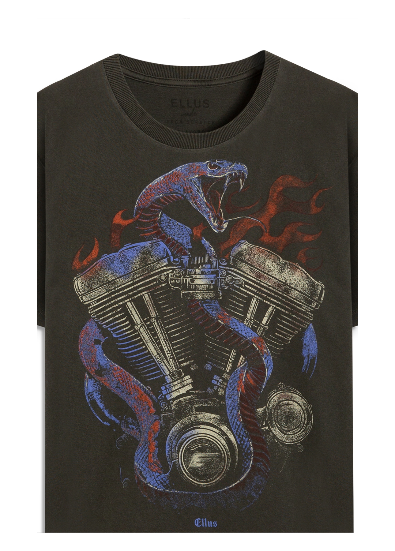 T-Shirt Washed Snake Engine Preto
