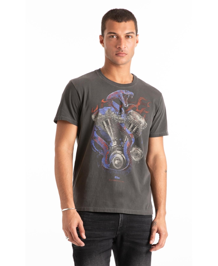 T-Shirt Washed Snake Engine Preto