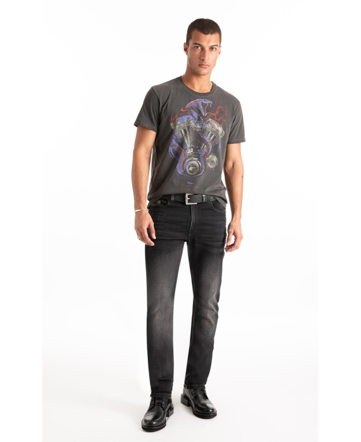 T-Shirt Washed Snake Engine Preto