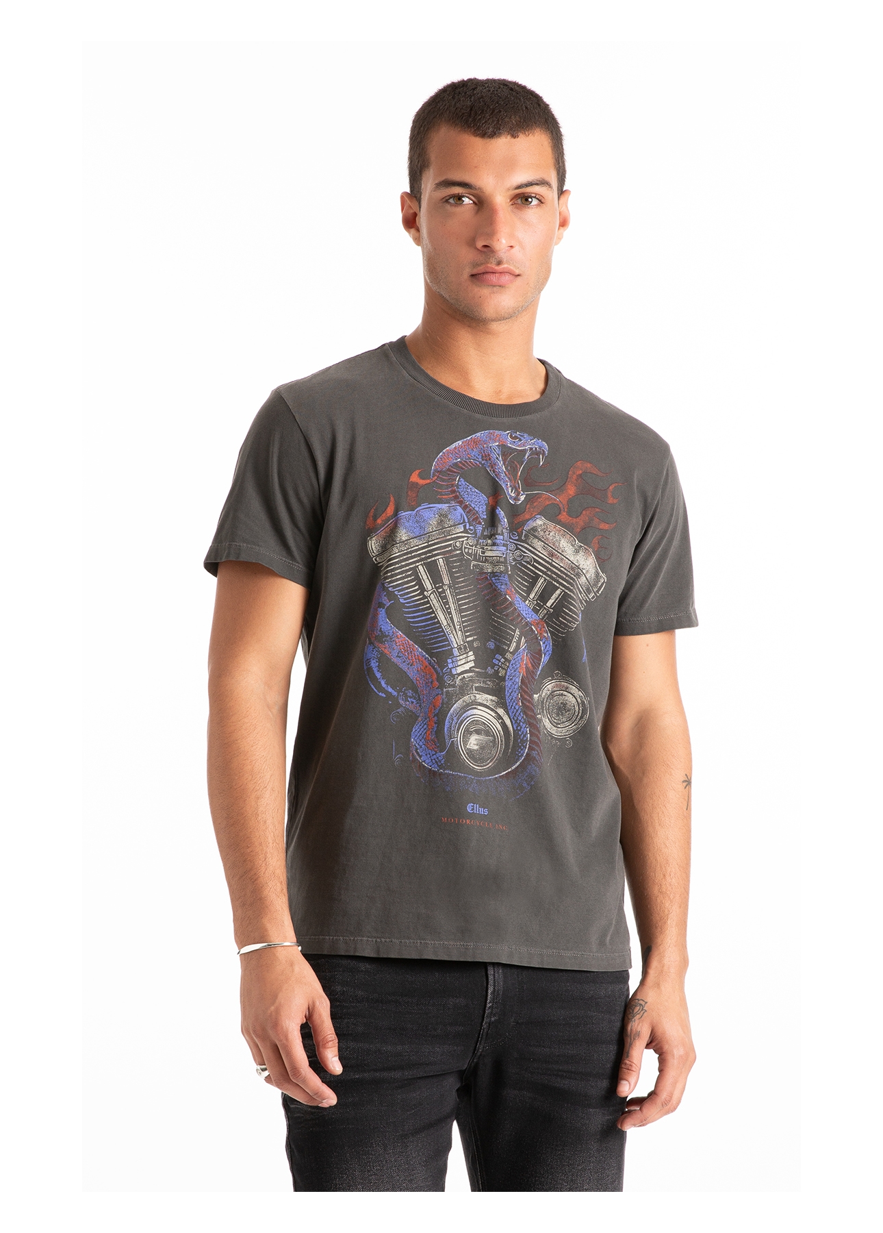 T-Shirt Washed Snake Engine Preto