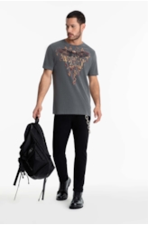 T-Shirt Washed Speedway Flames Cinza
