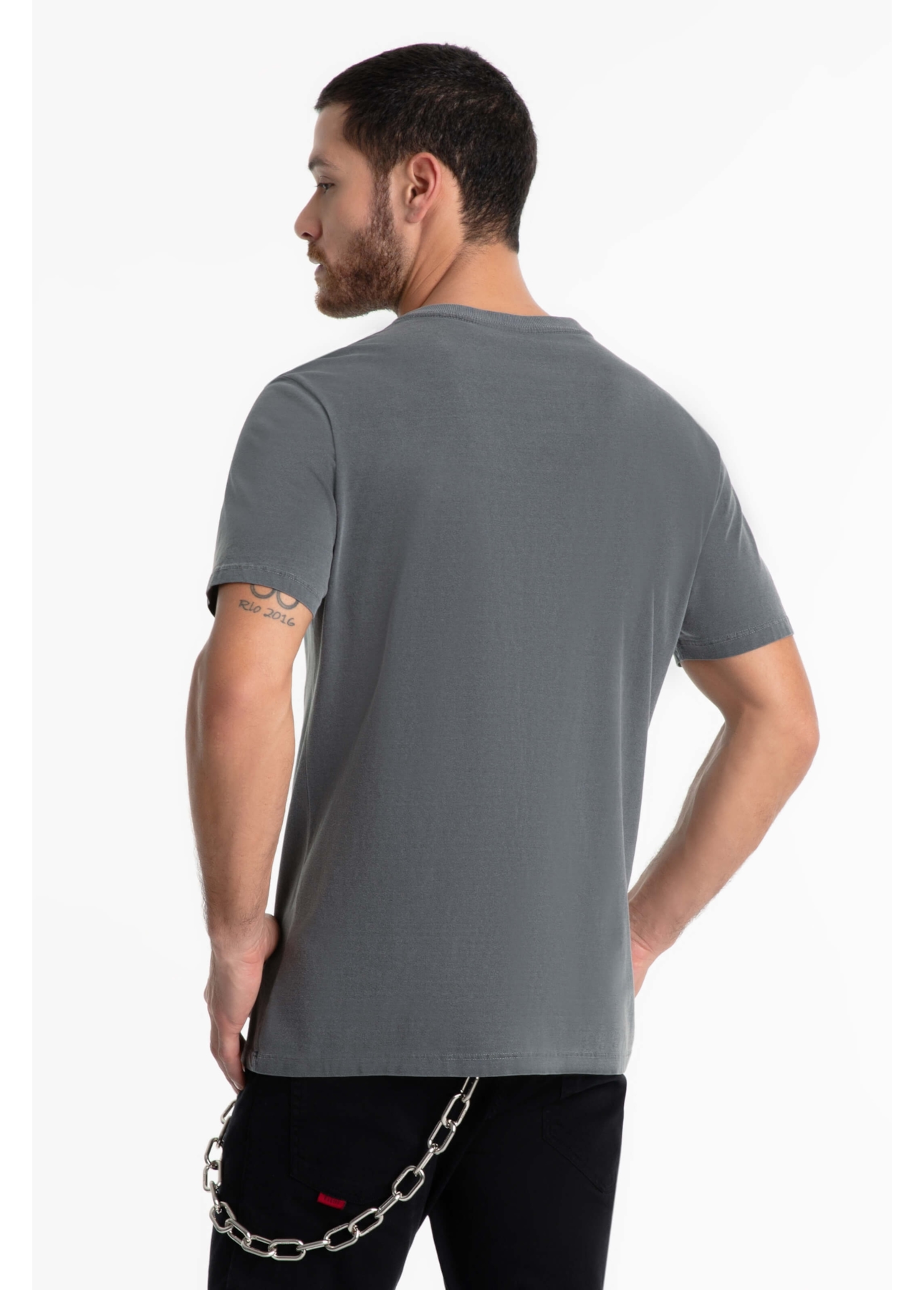 T-Shirt Washed Speedway Flames Cinza