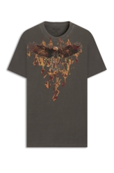 T-Shirt Washed Speedway Flames Cinza