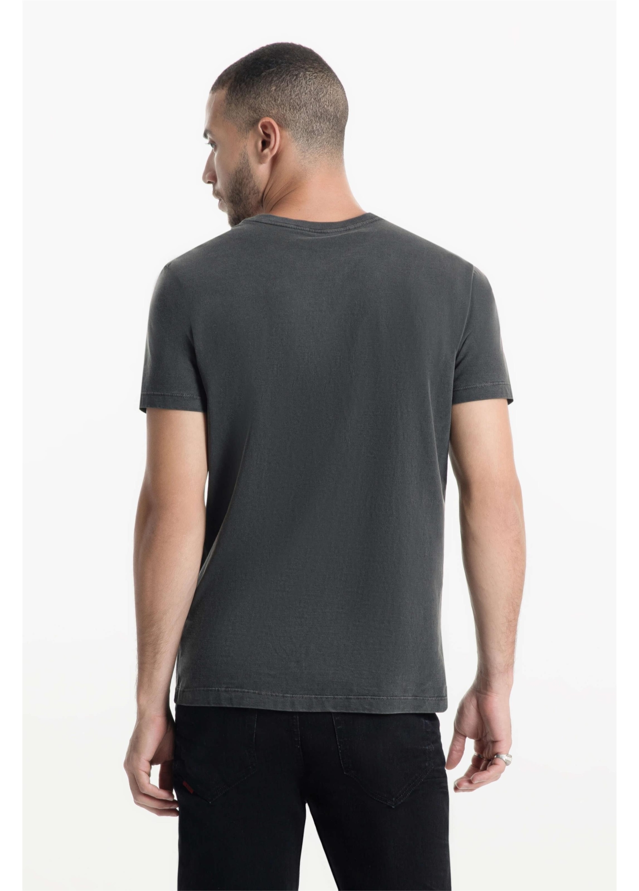 T-Shirt Washed White Horse Preto