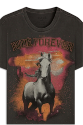 T-Shirt Washed White Horse Preto