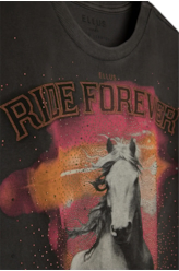 T-Shirt Washed White Horse Preto