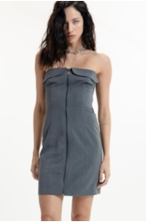 Tailoring Lapela Mini Dress Cinza Medio