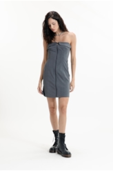 Tailoring Lapela Mini Dress Cinza Medio
