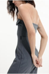 Tailoring Lapela Mini Dress Cinza Medio