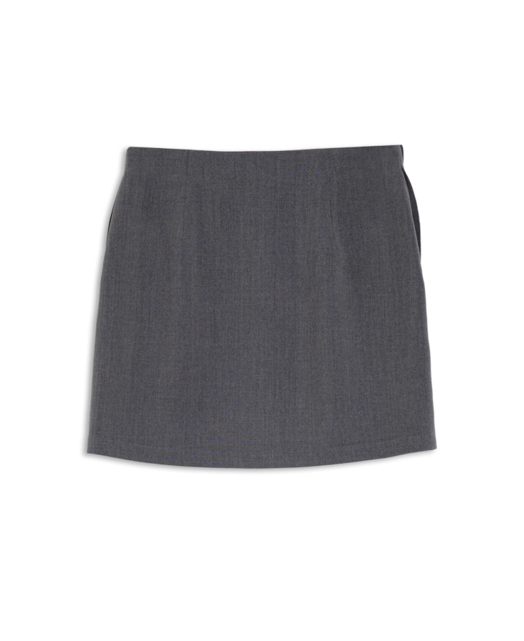 Tailoring Lapela Mini Skirt Cinza Medio