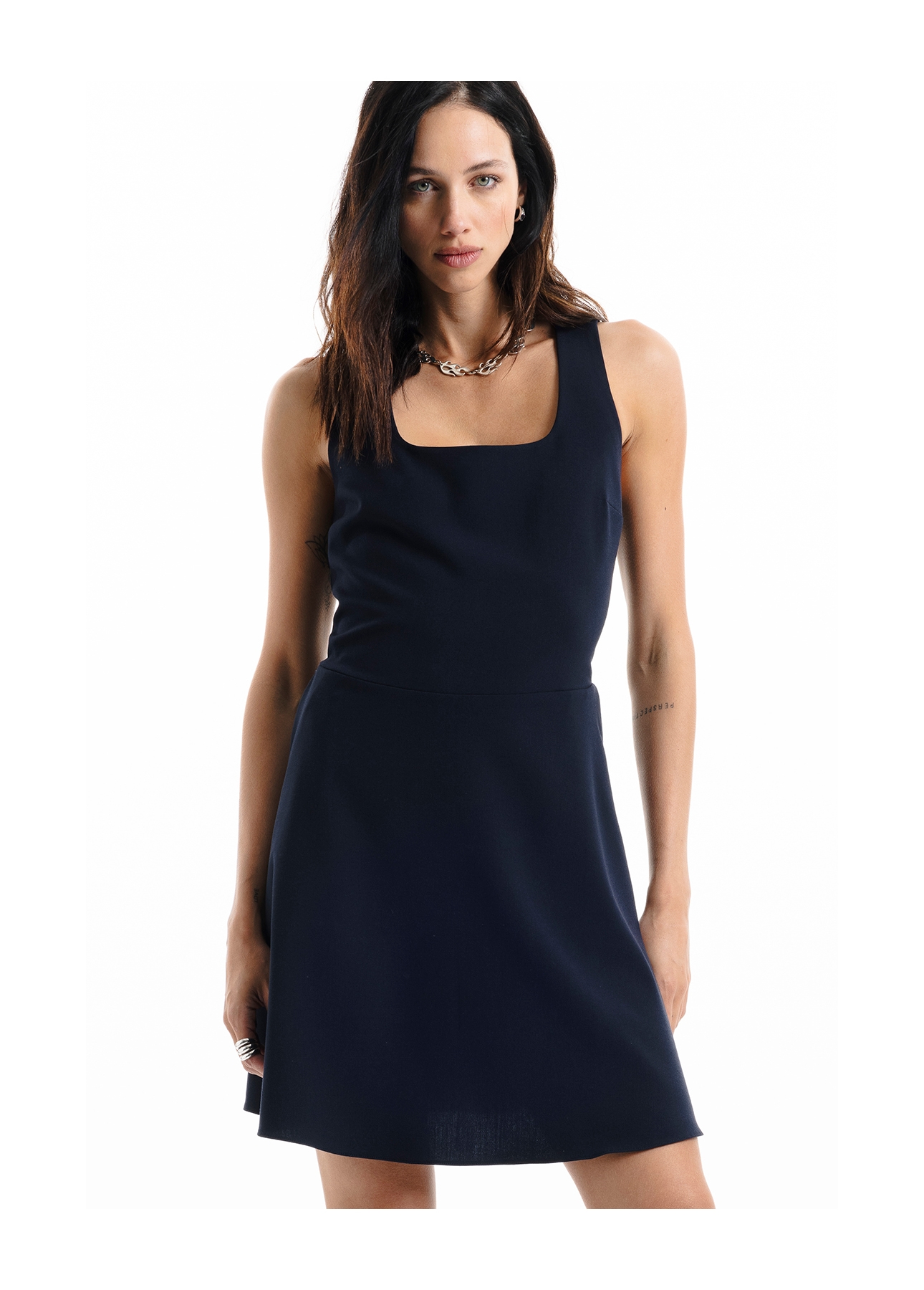 Tailoring Square Neckline Mini Dark Navy