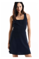 Tailoring Square Neckline Mini Dark Navy
