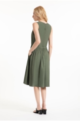 Techno Twill Pleats Midi Verde Militar