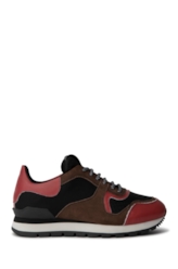 Tênis Jogging Cuts Nylon Preto/Couro Carmurça Caramelo