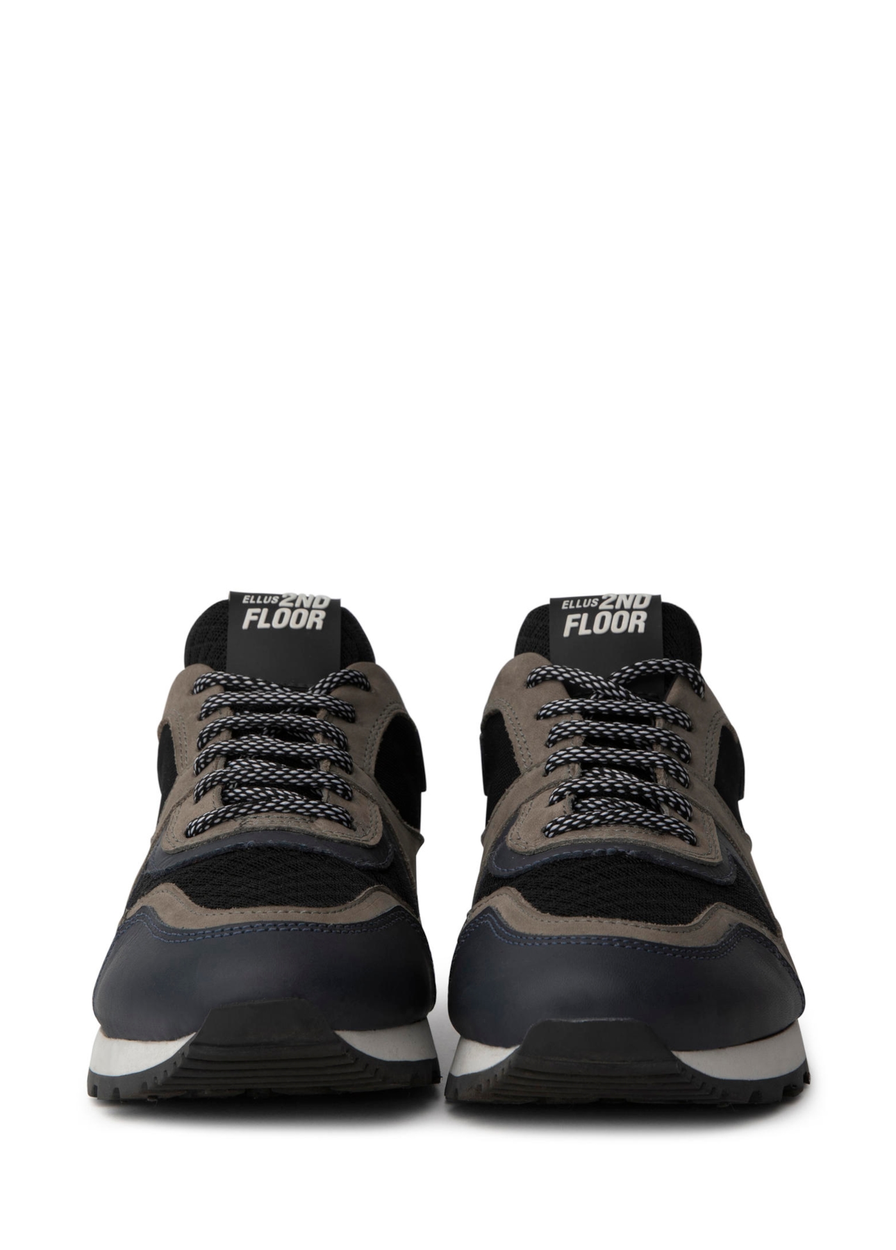 Tênis Jogging Cuts Nylon Preto/Couro Nobuck Cinza
