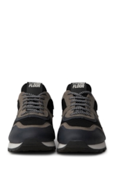 Tênis Jogging Cuts Nylon Preto/Couro Nobuck Cinza