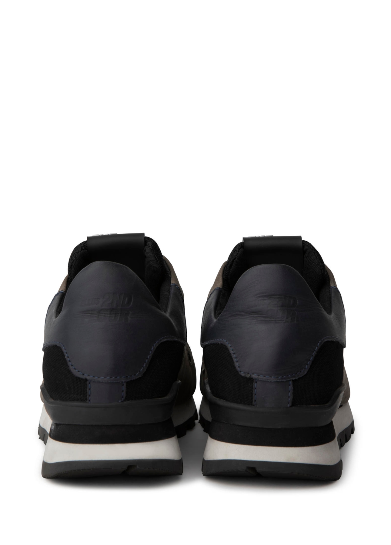 Tênis Jogging Cuts Nylon Preto/Couro Nobuck Cinza
