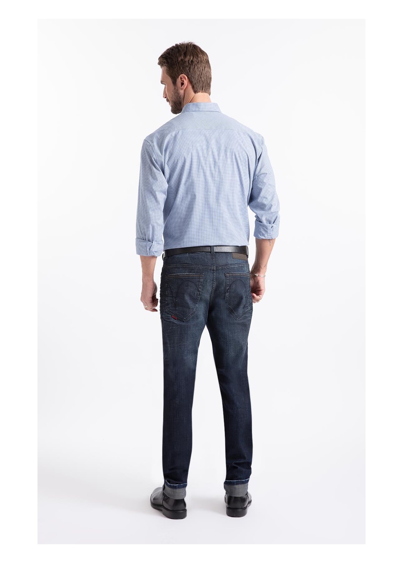Tricoline Ly Cygnus Slim Button Down Ml Azul Pervante