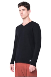 Tricot Basic v Neck Preto