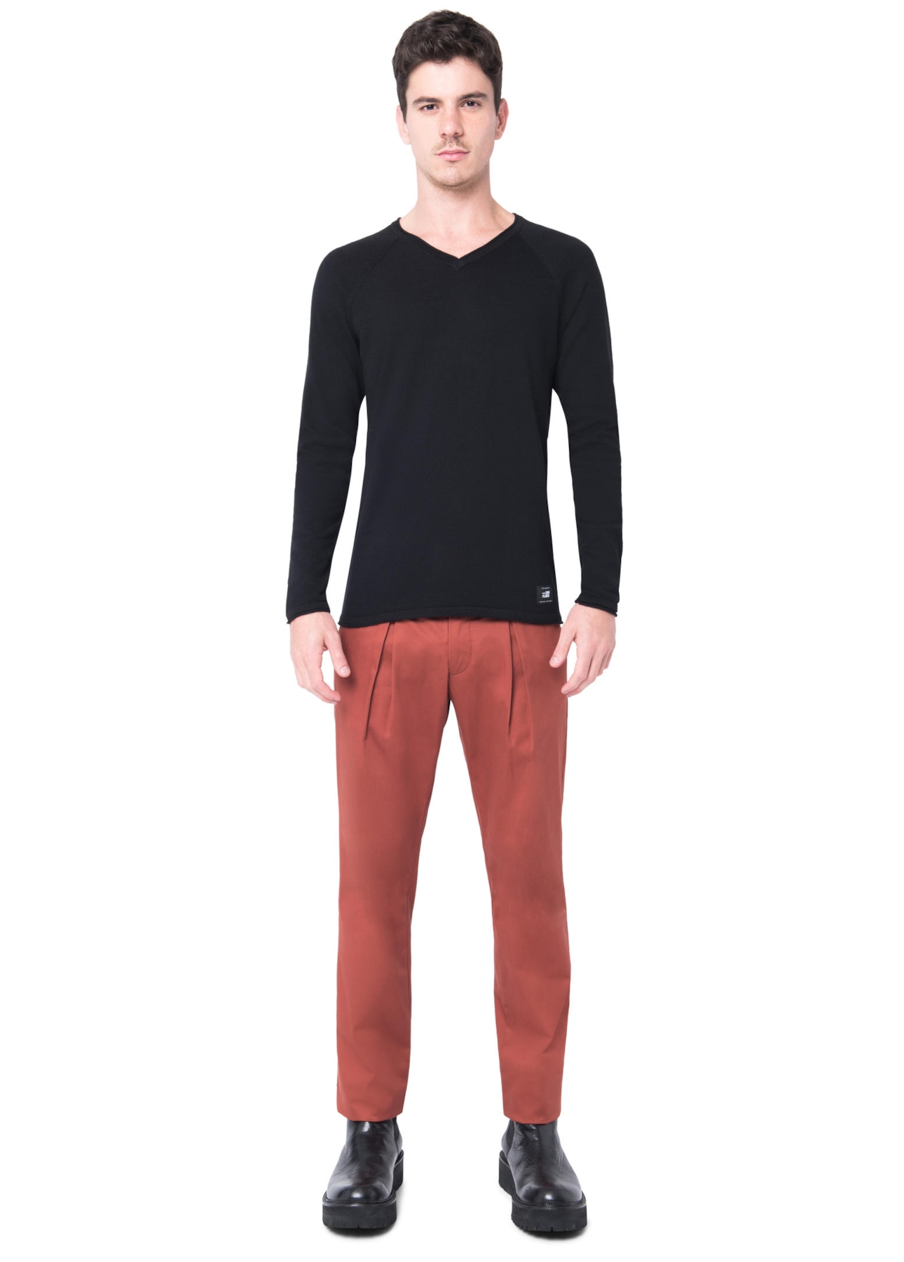 Tricot Basic v Neck Preto
