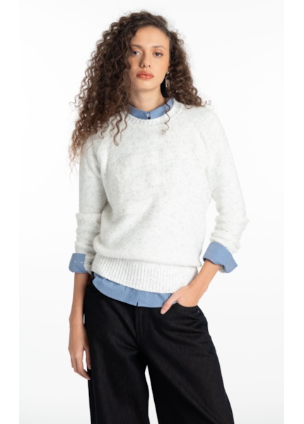 Tricot Cashmere Like Knit Off White Mescla