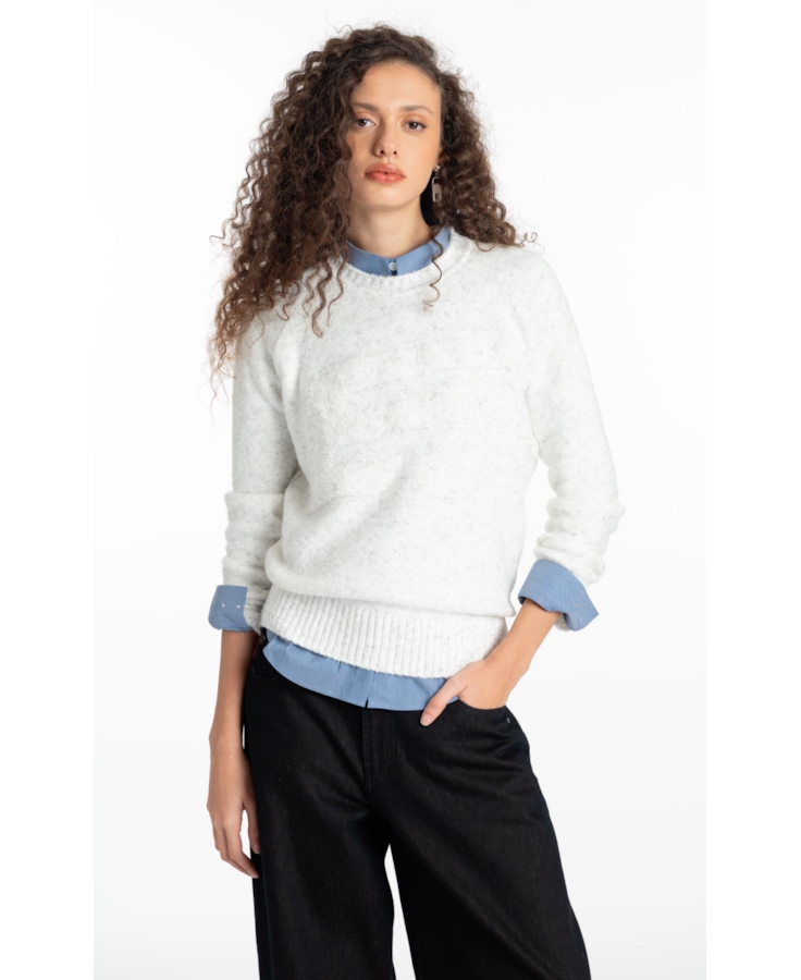Tricot Cashmere Like Knit Off White Mescla
