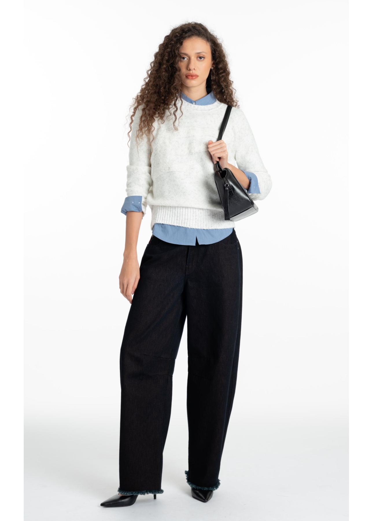 Tricot Cashmere Like Knit Off White Mescla