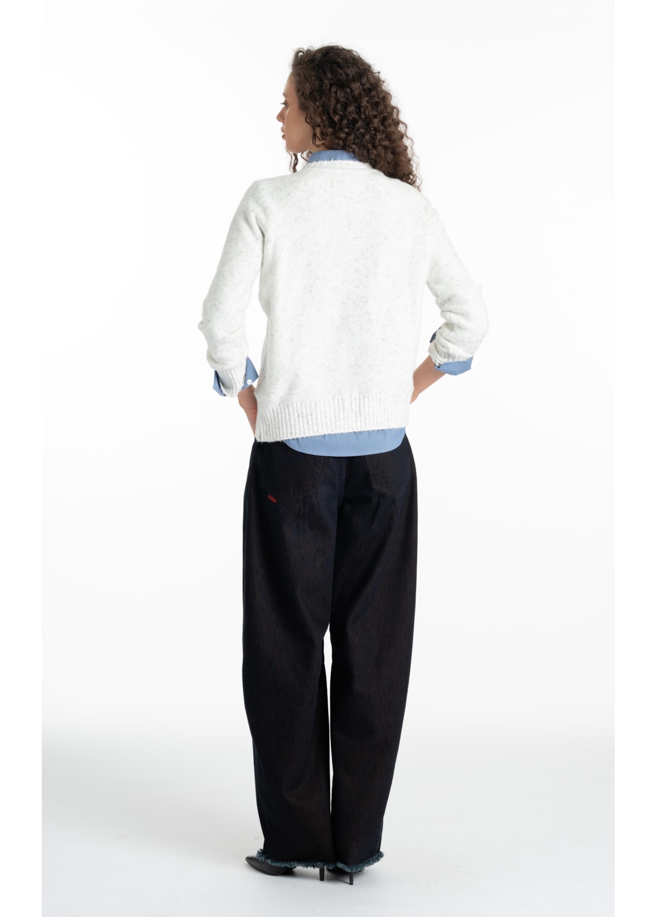 Tricot Cashmere Like Knit Off White Mescla