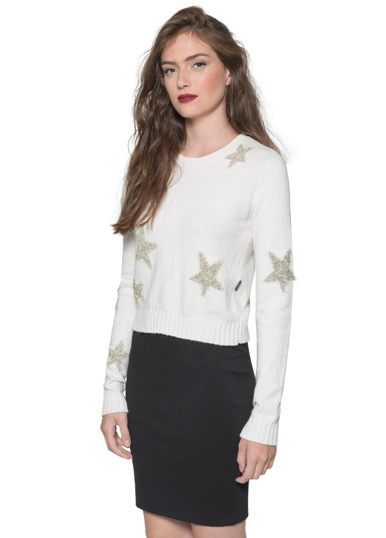 Tricot Co. Loose Star Round Neck Off White