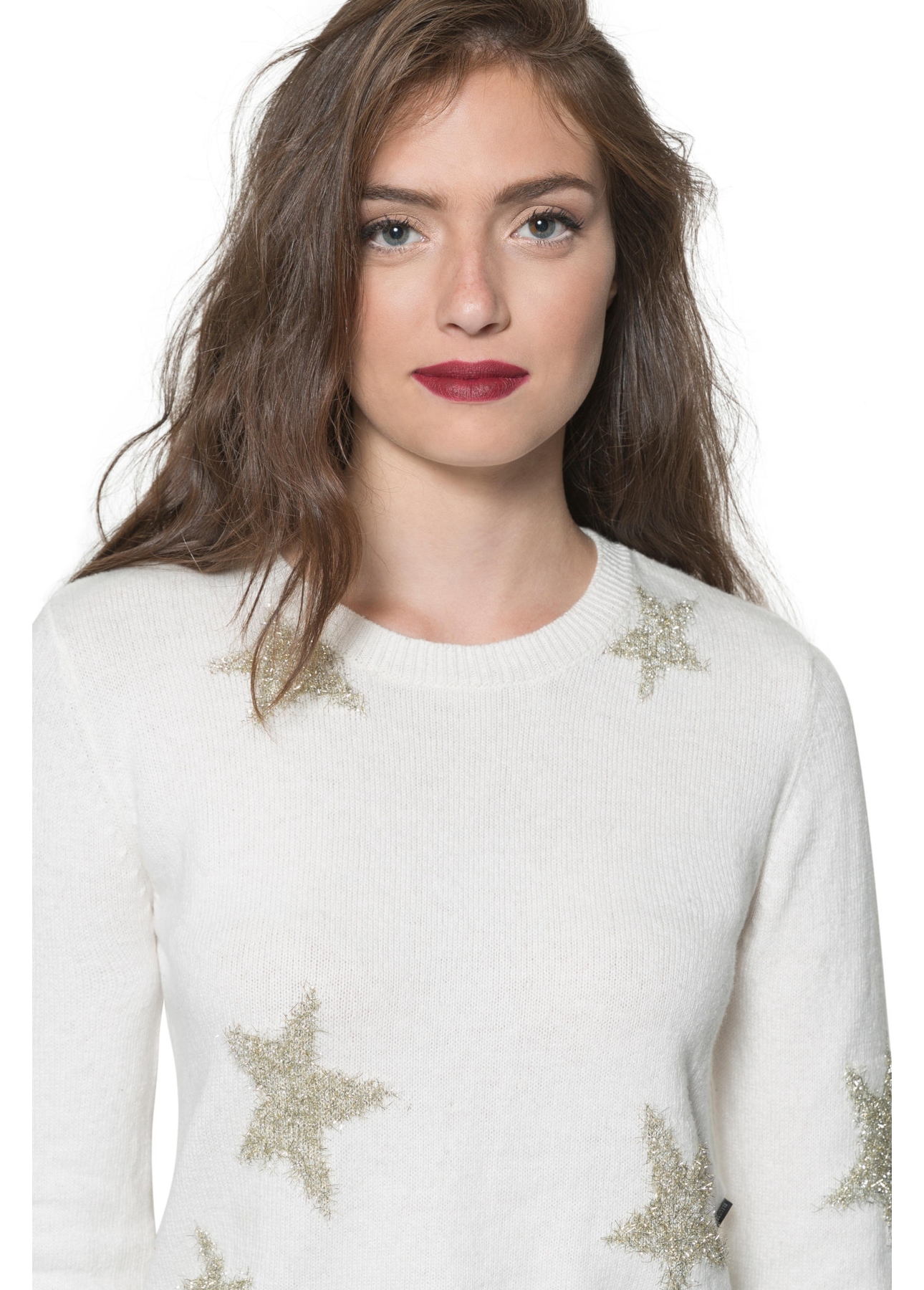 Tricot Co. Loose Star Round Neck Off White